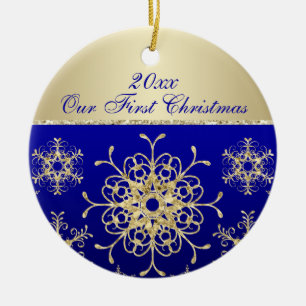 De Cerâmica Azul, ornamento da lembrança do Natal do ouro ø