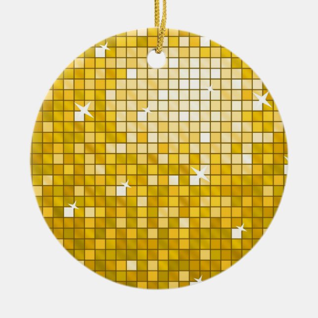 De Cerâmica Azulejos Disco com ornamento "Dourado" (Frente)