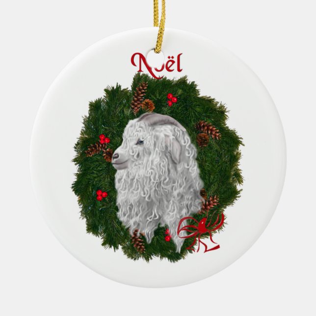 De Cerâmica Belo ornamento Angora Noel (Frente)
