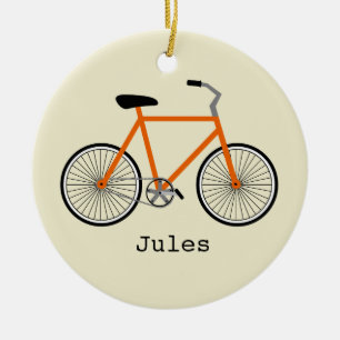 De Cerâmica Bicicleta alaranjada ornamento personalizado