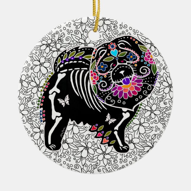 De Cerâmica BINDI SUGARSKULL Chow - Ornamento (Frente)