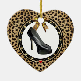 De Cerâmica Black Stiletto Cheetah Personalizado Ornamento Car