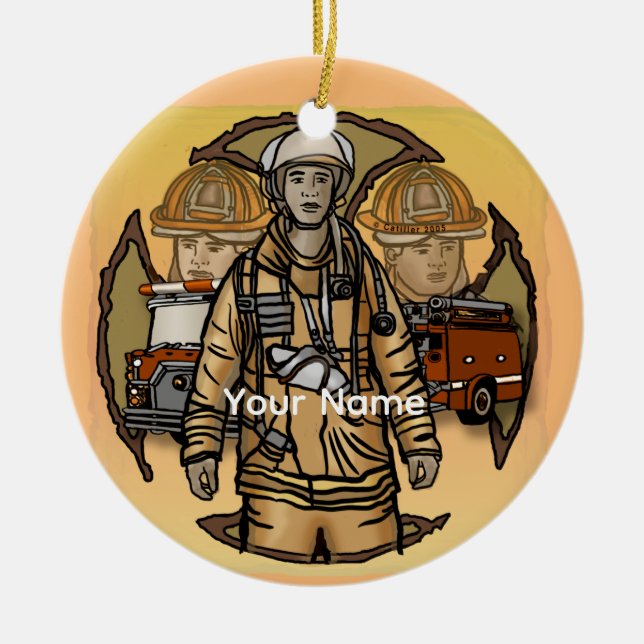 De Cerâmica Bombeiros Tão Prontos ornamento (Frente)