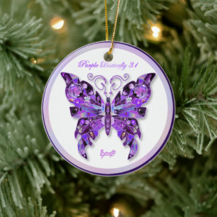 De Cerâmica Borboleta Roxa 31 Ornamento Cerâmico