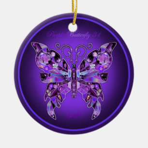 De Cerâmica Borboleta Roxa 31 Ornamento Cerâmico