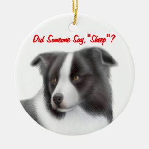 De Cerâmica Border collie customizável que reune o ornamento