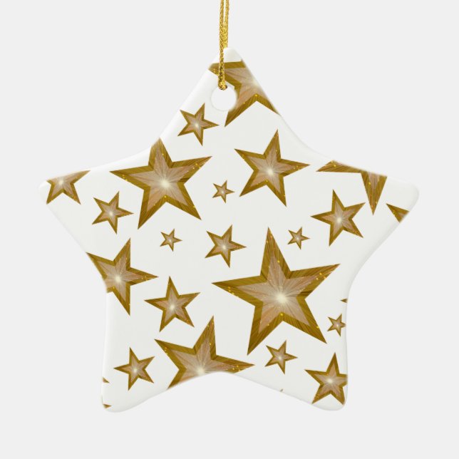 De Cerâmica Branco-estrela do ornamento das Estrelas Douradas (Frente)