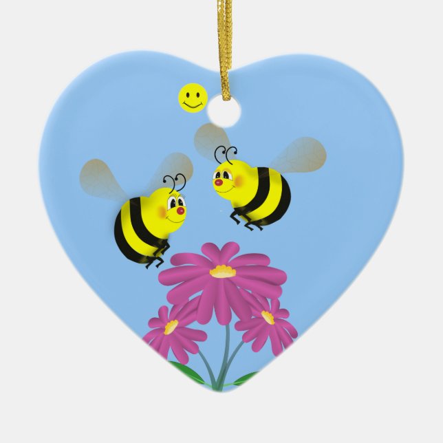 De Cerâmica Bumble abelhas no amor - ornamento (Frente)