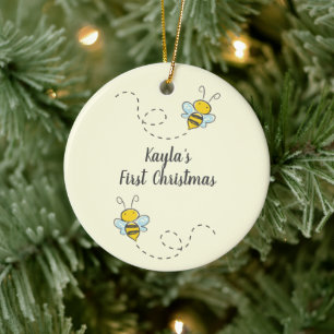 De Cerâmica Bumble Bee Personalizado Primeiro Ornamento Cerâm