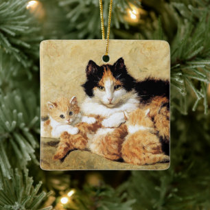 De Cerâmica Calico Mãe & Kittens ・ H. Ronner-Knip ・ Ornamento