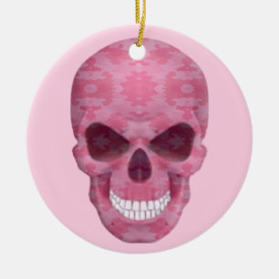De Cerâmica Camuflagem Rosa Ornamento Arredondado Crânio