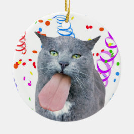 De Cerâmica Cat Pegou Sua Língua? Ornamento cerâmico