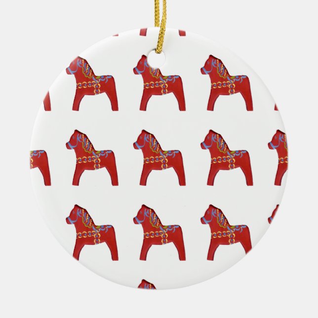 De Cerâmica Cavalo Dala vermelho ornamento (Frente)