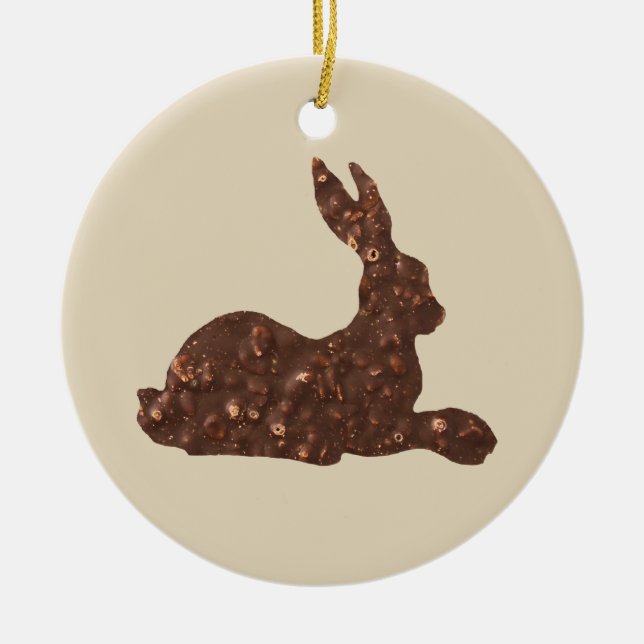 De Cerâmica Chocolate, Páscoa Rabbit Ornamento (Frente)