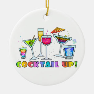 DE CERÂMICA COCKTAIL ACIMA DOS VIDROS QUE PENDURAM O ORNAMENTO
