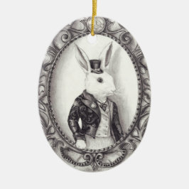 De Cerâmica Coelho branco - ornamento