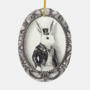 De Cerâmica Coelho branco - ornamento