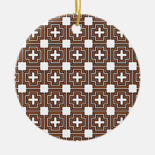 De Cerâmica Cruzes & laranja dos quadrados - ornamento