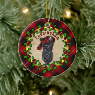 De Cerâmica Cunningham Scottie Dog Christmas — ornamento cer