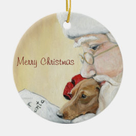 De Cerâmica Dachshund do Feliz Natal & ornamento da arte do