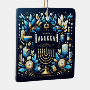 De Cerâmica Desejando-lhe um ornamento cerâmico Joyous Hanukka
