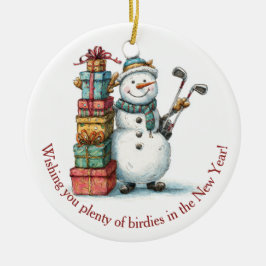 De Cerâmica Desejo por Birdies! - Ornamento Snowman Sorridente