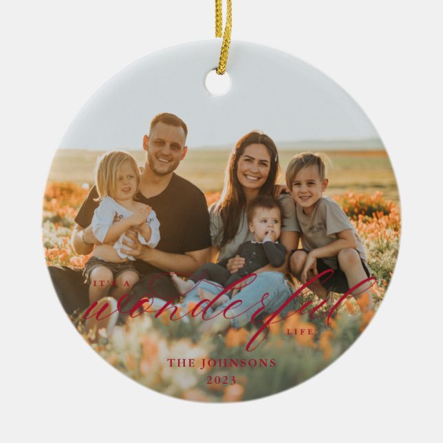 De Cerâmica É uma vida maravilhosa, ornamento cerâmico vermelh (Frente)