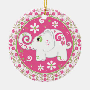 De Cerâmica Elefante Verde Rosa rico e Ornamento Floral