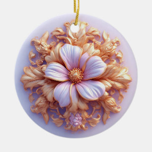 De Cerâmica Elegante Ornamento Floral Com Acentos Dourados