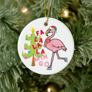 De Cerâmica Engraçado Xmas Cor-de-Rosa Flamingo, Ornamento Hum