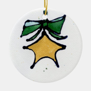 De Cerâmica Estrela Dourado com o ornamento verde da fita