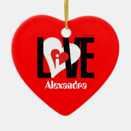 De Cerâmica Eu amo Alexandra o ornamento do coração que