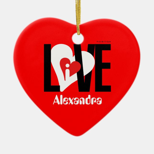 De Cerâmica Eu amo Alexandra o ornamento do coração que (Frente)