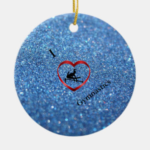 De Cerâmica Eu Amo Ginástica Ornamento Azul Brilhante