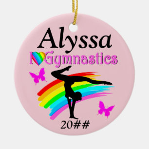 DE CERÂMICA EU AMO GINÁSTICO PINK PERSONALIZADO ORNAMENTO