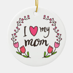 De Cerâmica Eu amo meu ornamento feliz do dia das mães   da