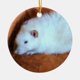 De Cerâmica Eu amo o ornamento branco do Snowball do rato dos