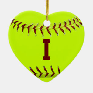 De Cerâmica Eu amo o ornamento do softball