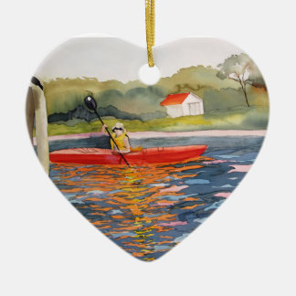 De Cerâmica Eu amo o ornamento Kayaking