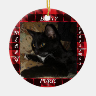 De Cerâmica Feliz Natal Betty o ornamento do gato