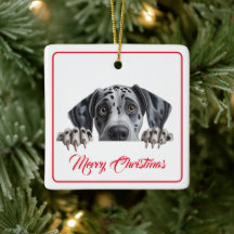 Feliz Natal do Ornamento Cão-Cerâmico