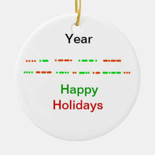 De Cerâmica Felizes Feriados no Ornamento Morse Code Xmas