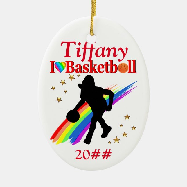 DE CERÂMICA FESTIVE EU AMO O ORNAMENTO PERSONALIZADO BASQUETEB (Frente)