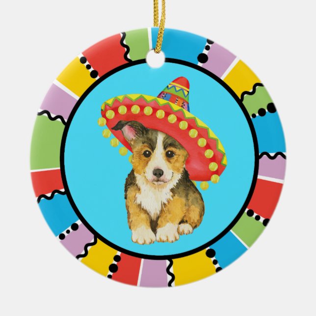 De Cerâmica Fiesta Pembroke Welsh Corgi - Ornamento Cerâmico (Frente)