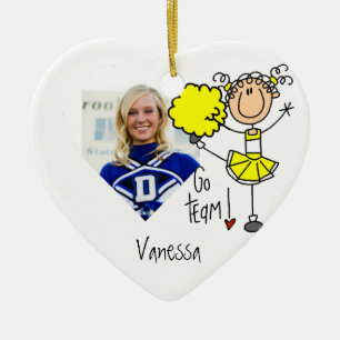 De Cerâmica Figura amarela ornamento Cheerleading da vara