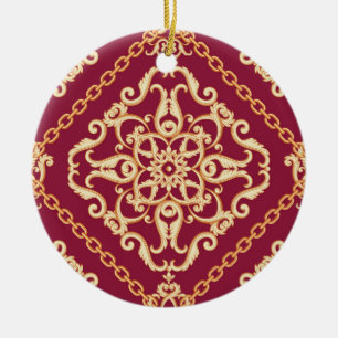 De Cerâmica Foto Clássica Vermelha do Ornamento Dourado do Lu