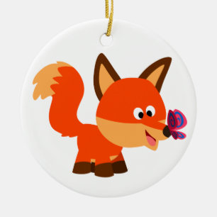 De Cerâmica Fox bonito dos desenhos animados e ornamento da