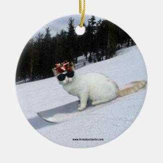 De Cerâmica Gato do divertimento em um ornamento do feriado do