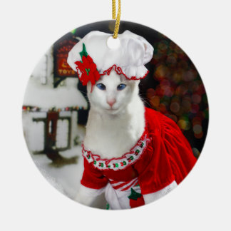 De Cerâmica Gato do Natal - Sra. Garra Natal Gato Ornamento