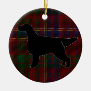 De Cerâmica Gordon Setter Silhouette em Ornamento Tartan